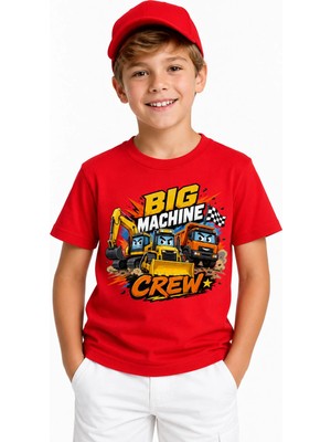 Machine Crew Kepçe Kamyon Ekibi %100 Pamuk Premium Kalite Erkek Çocuk Tişörtü