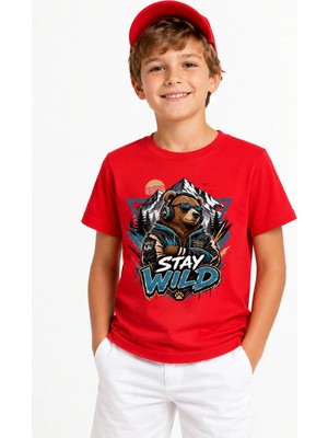Stay Wild %100 Pamuk Premium Kalite Erkek Çocuk Tişörtü