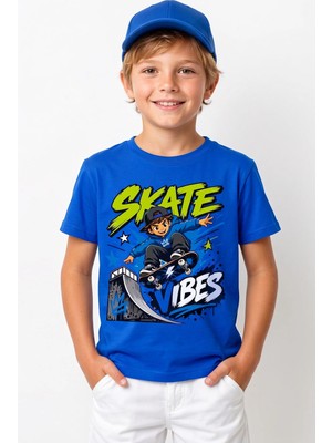 Skate Vibes %100 Pamuk Premium Kalite Erkek Çocuk Tişörtü