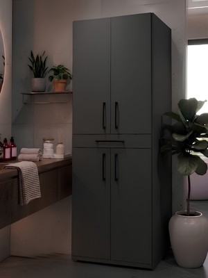 Freehome %100 Mdf 2 Farklı Kullanım Lumina Çamaşır ve Kurutma Makinesi Dolabı Veya Raflı Banyo Boy Dolabı