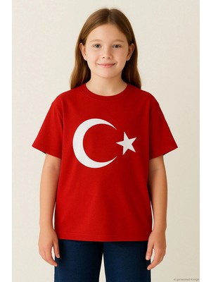 Breeze Erkek Çocuk Tişört Türk Bayraklı 4-14 Yaş, Kırmızı