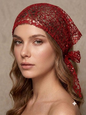 Trend Nexus PULLU FİLE ÜÇGEN BANDANA FULAR BEL AKSESUARI