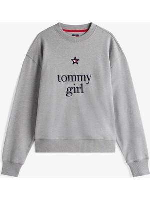 Tommy Hilfiger Graphic Yuvarlak Yaka Çocuk Gri Sweatshirt