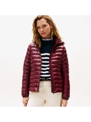 Tommy Hilfiger Padded Slim Kadın Puffer Bordo Mont