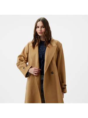 Tommy Hilfiger Wool Blend Belted Kadın Haki Mont