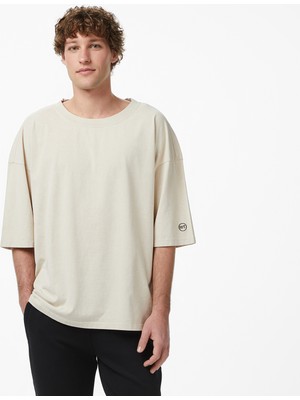 United4 Unıted4 Oversize Fit Erkek Krem T-Shirt