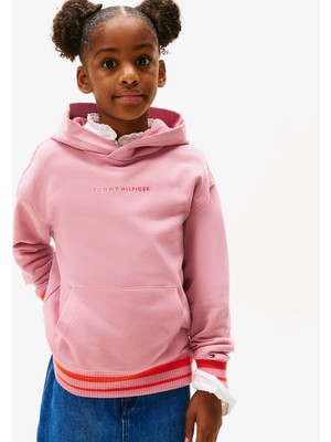Tommy Hilfiger Mini Logo Çocuk Pembe Hoodie
