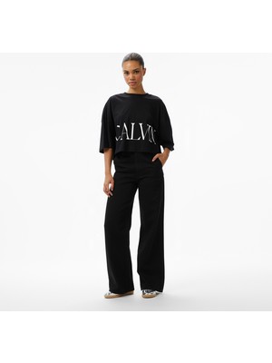 Calvin Klein Tencel Ultra High Wide Leg Class Kadın Siyah Jean