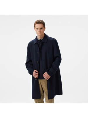 Tommy Hilfiger Erkek Mavi Yün Karışımlı Mont