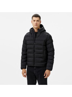 Tommy Hilfiger Mid Weight Hooded Erkek Siyah Ceket