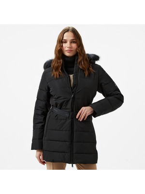 Calvin Klein Padded Scuba Belted Kadın Siyah Mont