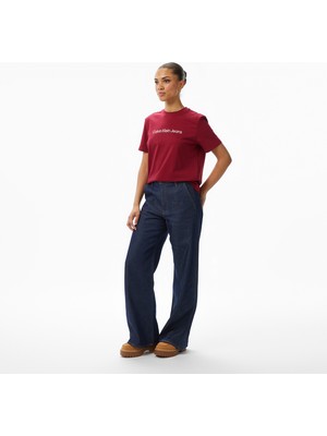 Calvin Klein Tencel Ultra High Wide Leg Clean Kadın Mavi Jean