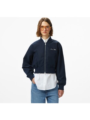 Tommy Hilfiger Nylon Regular Cropped Kadın Bomber Lacivert Ceket