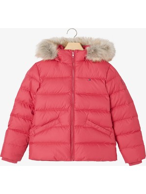 Tommy Hilfiger Essential Down Fur Hood Çocuk Pembe Mont