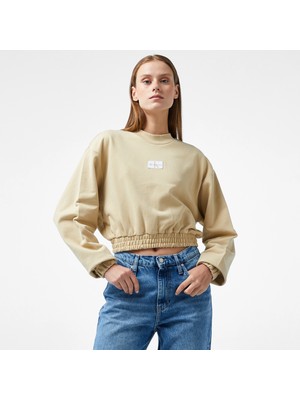 Calvin Klein Jeans Woven Label Crew Neck Kadın Haki Sweatshirt