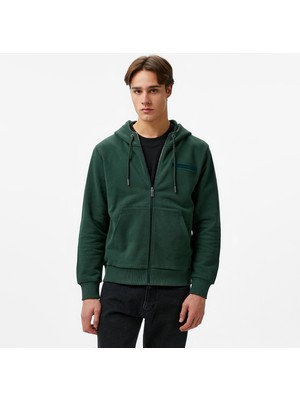 Calvin Klein Embroıdered Logo Zip Through Erkek Yeşil Hoodie