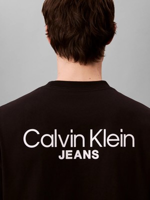 Calvin Klein Erkek Siyah Calvin Klein Logo Back Prınt T-Sh, Ub1, S Siyah Erkek T-Shirt