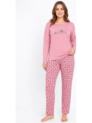 Sleeproom Kadın Mevsimlik Uzun Kol Awesome Pembe Pijama Takımı
