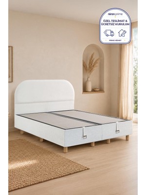 Niron Bohem Düz 140X190 cm Çift Kişilik Baza Başlık Seti - Sandıklı Modern Takım