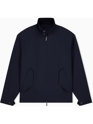 Emporio Armani Erkek Kontrast Kadife Dik Yakalı Normal Kalıp Cep Detaylı Lacivert Ceket EM006737 AF28010-UB118