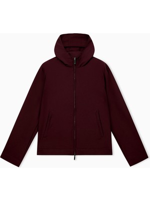 Emporio Armani Erkek Kuş ve Kaz Tüyü Dolgulu Normal Kesim Kapüşonlu Uzun Kollu Bordo Ceket EM006752 AF28011-UA331