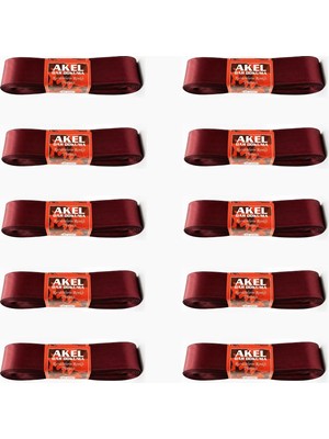 Akel Dar Dokuma Bordo Saten Kurdele - 2 Cm. x 10 Metre - 10 Adet