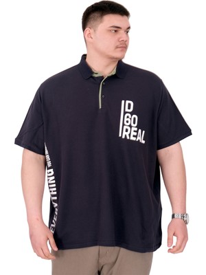 ModeXL Mode Xl Büyük Beden Erkek T-Shirt Polo Yaka Real U25309 Lacivert