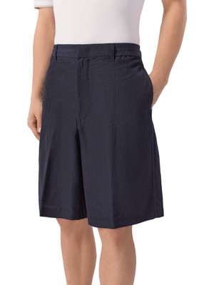 Emporio Armani Erkek Keten Karışımlı Desenli Normal Kesim Lacivert Şort & Bermuda EM005874 AF13812-UB118