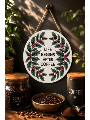 Mayeka It's Always Coffee Time Vintage Mdf Yuvarlak Kahve Panosu