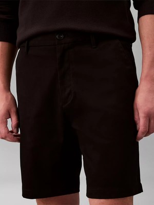Calvin Klein Erkek Normal Kesim Pamuklu Chino Siyah Şort LV04LB600G-UB1