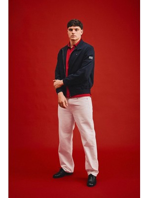 Tommy Hilfiger Erkek Normal Kalıp Dik Yakalı Fermuarlı Logo Detaylı Lacivert Ceket MW0MW43468-DW5