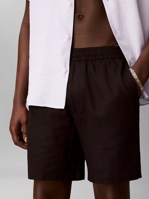 Calvin Klein Erkek Normal Kesim Beli Lastikli Keten Siyah Şort LV04LF620G-UB1