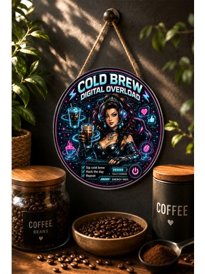 Mayeka Espresso Emergency Mode Eğlenceli Kahve Temalı Mdf Yuvarlak Duvar Panosu