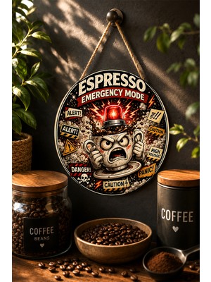 Mayeka Life Happens Coffee Helps Retro Kahve Temalı Mdf Yuvarlak Duvar Panosu