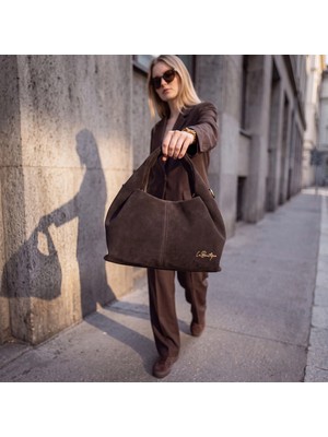 La Boutique D-2860 Hakiki Deri Süet Kahve