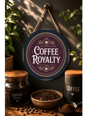 Mayeka Coffee Royalty Bordo Klasik Çerçeveli Yuvarlak Mdf Tablo Kahve