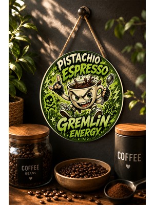 Mayeka Pistachio Espresso Gremlin Energy Grafitik Kupa Yuvarlak Mdf Tablo Kahve