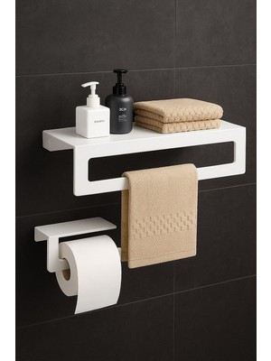 Grassi Vidalı-Metal 2'li Set 30CM Havlu Askılığı ve Tuvalet Kağıdı Askılığı