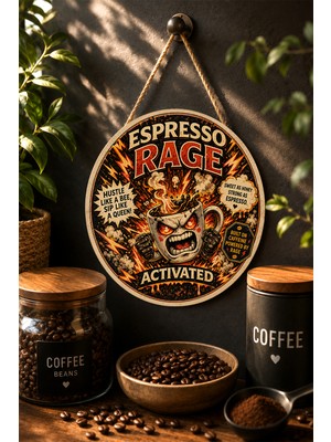 Mayeka Main Character Needs Coffee Retro Kahve Temalı Mdf Yuvarlak Duvar Panosu