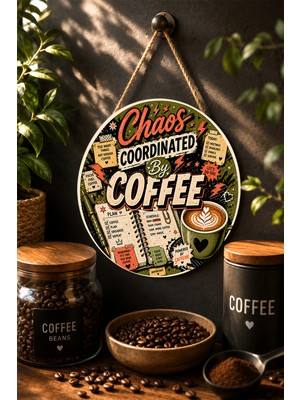 Mayeka Chaos Coordinated By Coffee Ahşap Mdf Tablo Ofis ve Mutfak Duvar Süsü Kahve