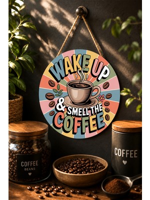Mayeka Running On Zero Sleep Komik Kahve Mdf Yuvarlak Duvar Panosu