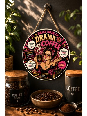 Mayeka Wake Up & Smell The Coffee Retro Mdf Yuvarlak Kahve Duvar Dekoru