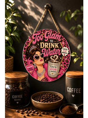 Mayeka Caffeine Command Chaos Coordinator Retro Mdf Yuvarlak Duvar Dekoru Kahve