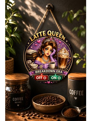 Mayeka Latte Queen Breakdown Era Taçlı Prenses Yuvarlak Mdf Tablo Kahve