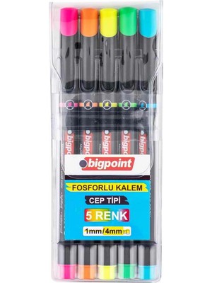 Bigpoint BP911-05 Fosforlu Kalem Cep Tipi 5'li Set