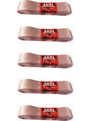 Akel Dar Dokuma Toz Pembe Saten Kurdele - 3 Cm. x 10 Metre - 5 Adet