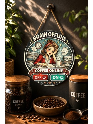 Mayeka Brain Offline Coffee Online Çalışan Kadın Yuvarlak Mdf Tablo Kahve