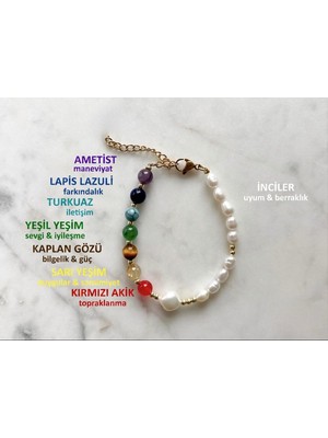 Taşmir Sertifikalı Doğal Arpa Inci ve Çakra Taşı Bileklik