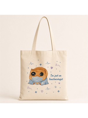 Sad Üzgün Hamster Anestezist Baskılı Bez Çanta