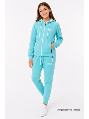 Pina Kids Kız Çocuk Scuba Unlimited Çift Şeritli Kapüşonlu Reglan Kol Dalgıç Kumaş Eşofman Takımı ESF7023